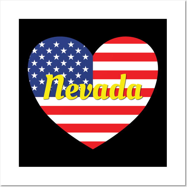 Nevada American Flag Heart Wall Art by DPattonPD